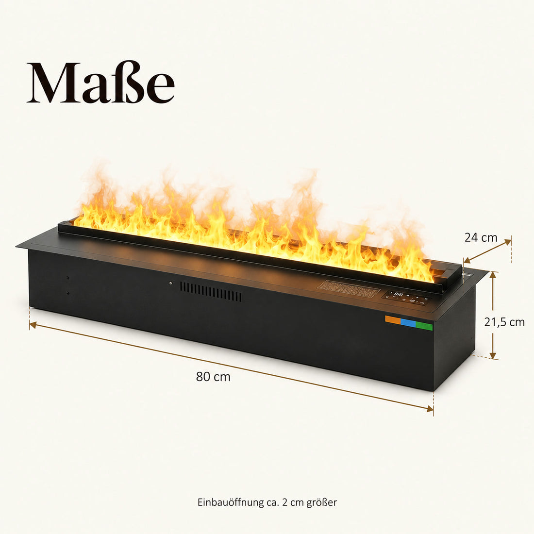 Wasserdampfkamin 80 cm Skandi – Maße mit Breite, Höhe und Tiefe